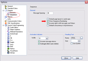 show sequence numbering - enterprise architect