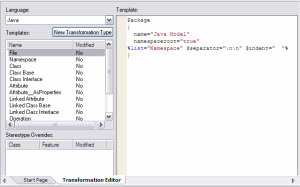 transformation editor - enterprise architect