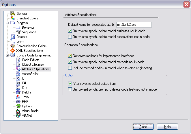 mda attributes operations options