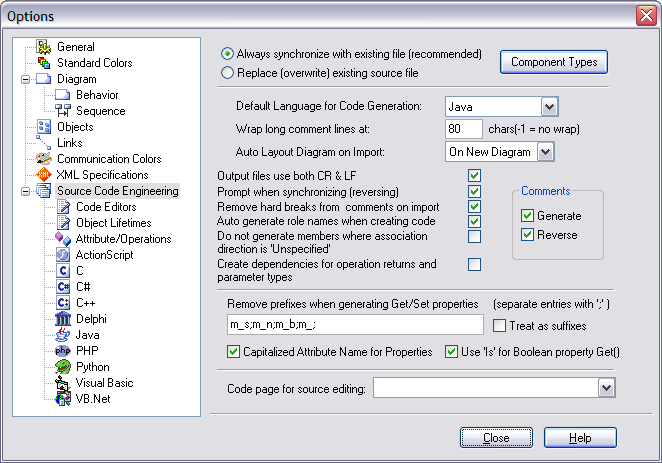 mda source code engineering options